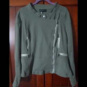 LANE BRYANT Moto Jacket with Zippers Green Khaki (Olive/Army Green) Size 18/20
